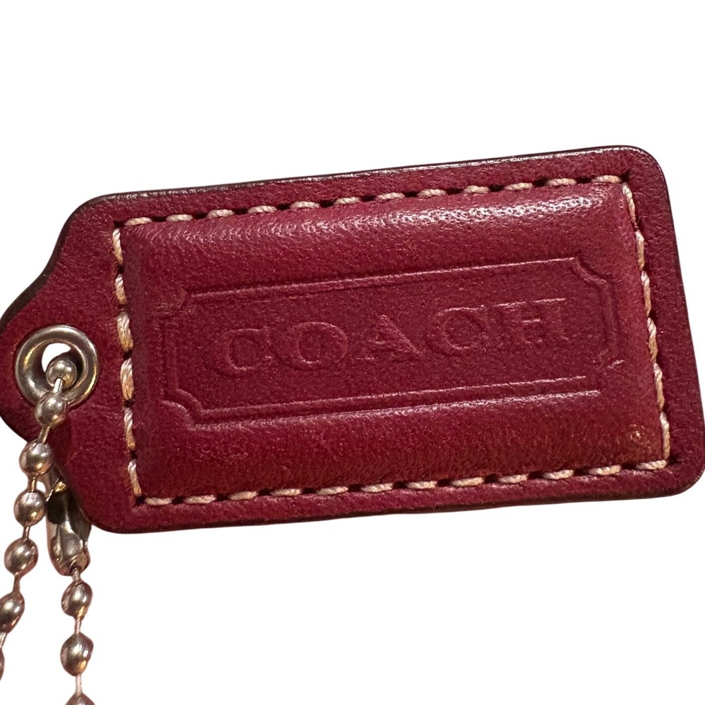 Coach Mahogany Burgundy Leather Hangtag Replacement Silver Ball Chain Embossed